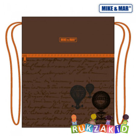 Мешок для обуви Майк Мар MB158 Глобус Коричневый / оранжевый кант