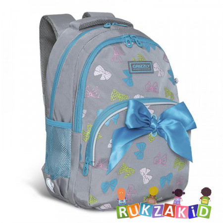 Рюкзак школьный Grizzly RG-160-3 Бантики Серый
