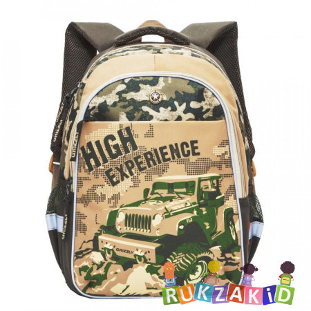 Рюкзак школьный Grizzly RB-731-3 High Experience Темный хаки - болотный