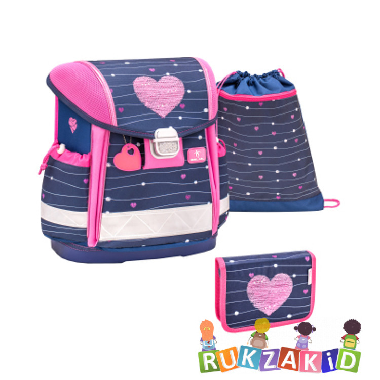 Купить ранец школьный belmil classy simple heart + мешок + пенал в интернет магазине Rukzakid.ru