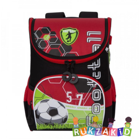 Ранец рюкзак школьный для мальчика Grizzly RA-980-1 Черный - красный