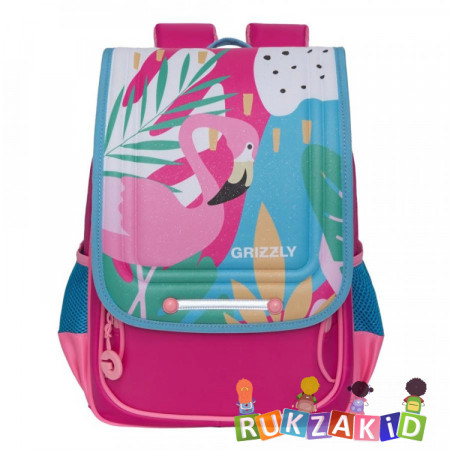 Рюкзак школьный с ортопедической спинкой Grizzly RAk-090-2 Фламинго Фуксия