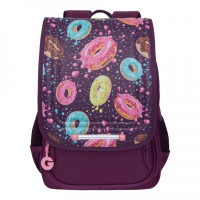 Рюкзак школьный с ортопедической спинкой Grizzly RAk-090-3 Пончики Фиолетовый