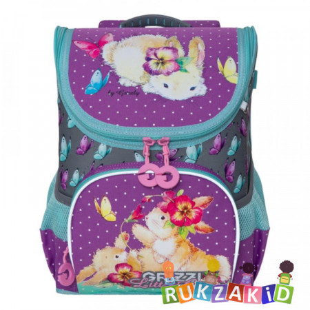 Ранец рюкзак школьный для девочки Grizzly RA-981-1 Лаванда - серый