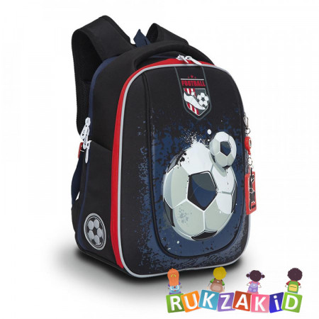 Ранец рюкзак школьный Grizzly RAf-193-7 Футбол Черный