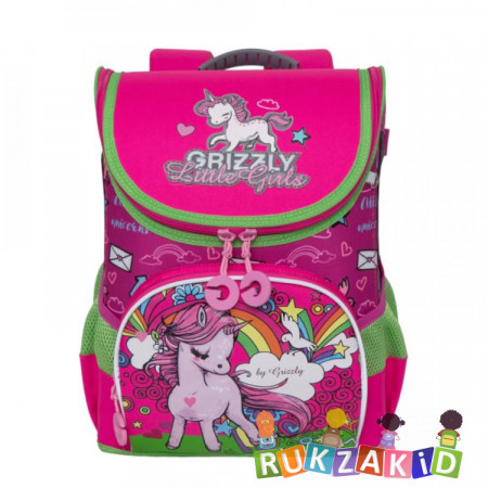 Ранец рюкзак школьный для девочки Grizzly RA-981-2 Фуксия - жимолость