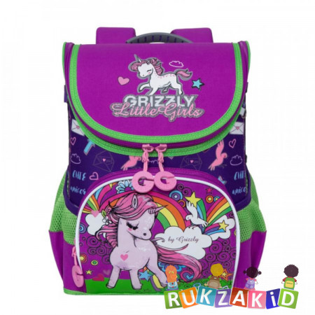 Ранец рюкзак школьный для девочки Grizzly RA-981-2 Фиолетовый - аметист
