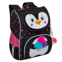 Ранец школьный с мешком для обуви Grizzly RAm-384-6 Пингвин Черный