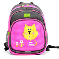 Рюкзак пиксельный школьный 4ALL КIDS Серо - розовый