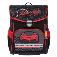 Ранец школьный с замком Grizzly RA-874-1 Racing Черный - красный