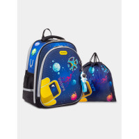 Ранец школьный с сумкой для обуви Nukki NK22-9001-5 Синий Планеты