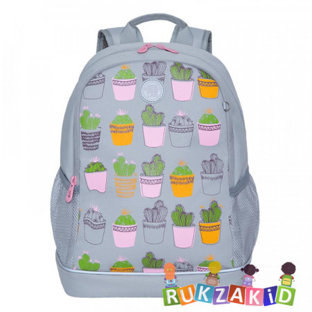 Рюкзак школьный Grizzly RG-163-6 Кактусы Серый