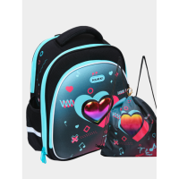 Ранец школьный с сумкой для обуви Nukki NK22-9001-2 Синий Сердце