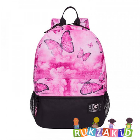Рюкзак городской Grizzly RX-941-2 Бабочки розовые