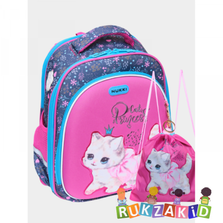Ранец школьный с сумкой для обуви Nukki NK22-9001-6 Кошка с бантиком