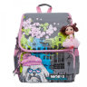 Рюкзак школьный Grizzly RA-877-1 Собачка в очках Серый - розовый