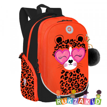 Рюкзак школьный Grizzly RG-368-1 Черный - оранжевый