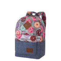 Молодежный рюкзак Asgard Р-5333 Дизайн Серо-синий - Пончики Газета серая