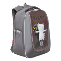 Ранец рюкзак школьный Grizzly RAf-392-6 Котики Серый