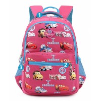 Школьный рюкзак детский с машинкой дошкольный (розовый)