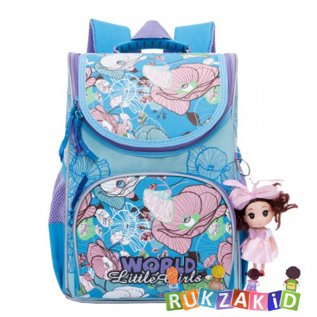 Ранец для школы Grizzly RA-873-3 Little Girls Цветы Голубой