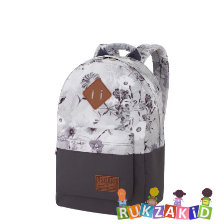 Молодежный рюкзак Asgard Р-5333 Дизайн Серый - Цветы Пастель серый