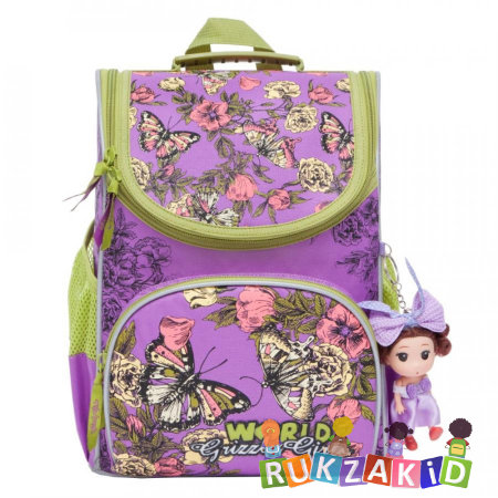 Ранец для школы Grizzly RA-873-4 Little Girls Бабочки в цветах Лиловый