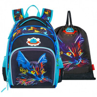 Рюкзак школьный с мешком для обуви Across ACR22-550-5 Black cat