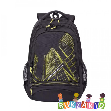 Рюкзак молодежный Grizzly RU-804-3 Черный - салатовый