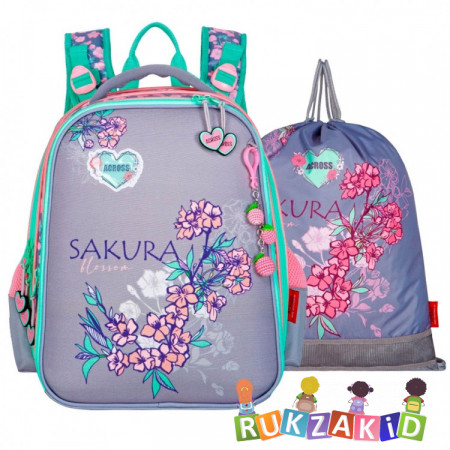 Ранец школьный с сумкой для обуви Across ACR22-192-9 Сакура