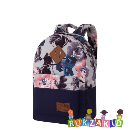 Молодежный рюкзак Asgard Р-5333 Дизайн Синий-нэви - Цветы Розы серо-синий