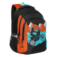 Рюкзак школьный для мальчика Grizzly RB-252-1 Оранжевый - голубой