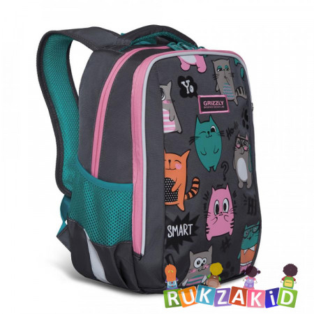 Школьный рюкзак для девочек Grizzly RG-969-21 Темно - серый