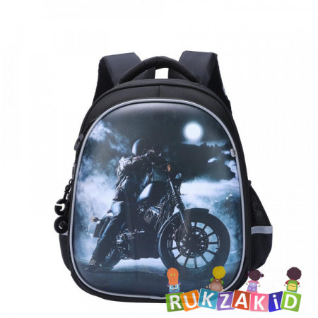 Ранец школьный Grizzly RAz-087-2 Мотоциклист Черный