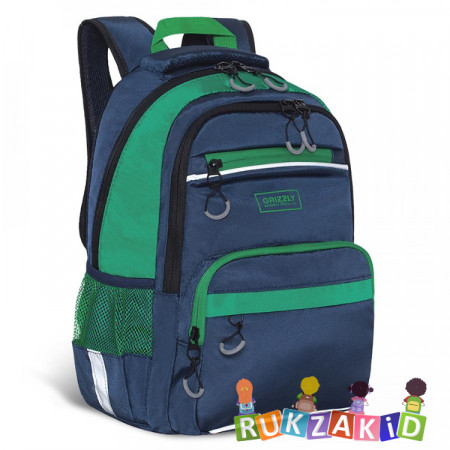 Рюкзак школьный Grizzly RB-054-5 Синий - зеленый