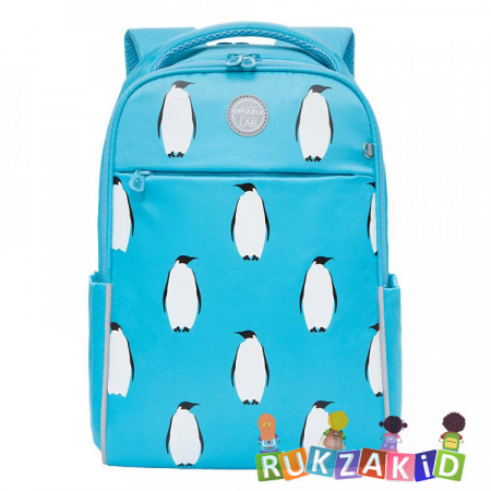 Рюкзак молодежный Grizzly RD-145-5 Пингвины Голубой
