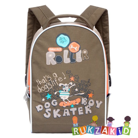 Рюкзак дошкольный для мальчика Grizzly с собачкой / Roller RS-664-1 бежевый