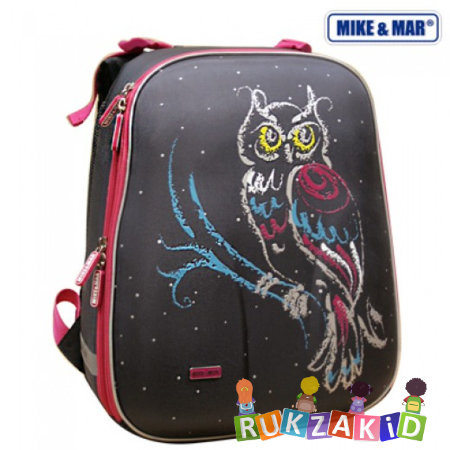 Рюкзак школьный Mike Mar 1008-74 Сова Темно-серый/ розовый