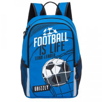 Рюкзак школьный для мальчиков Grizzly RB-863-2 Футбол Синий