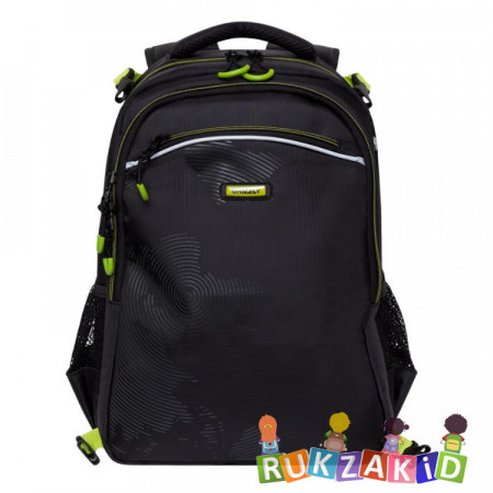 Рюкзак школьный с мешком для обуви Grizzly RB-056-11 Черный - салатовый