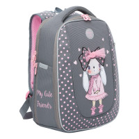 Ранец рюкзак школьный Grizzly RAf-292-3 Зайка Серый