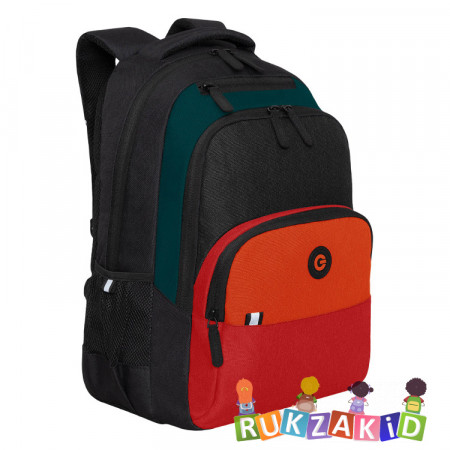 Рюкзак школьный Grizzly RU-330-3 Черный - оранжевый