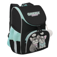 Ранец школьный с мешком для обуви Grizzly RAm-384-4 Черный