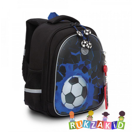 Ранец школьный Grizzly RAz-187-1 Футбол Черный - синий