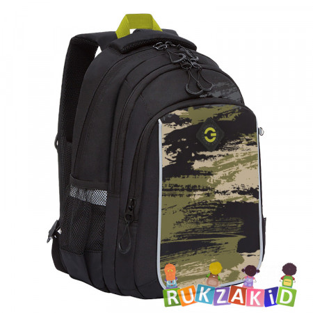 Рюкзак школьный для мальчика Grizzly RB-252-3 Черный - хаки